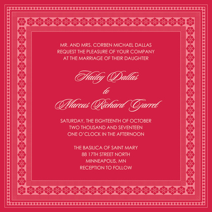 Dark Pink Tangerine Lotus Borders Invitation