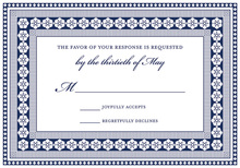 Navy Classic Lotus Borders RSVP Cards