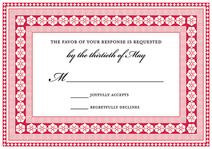 Red Lantern Classic Lotus Borders Invitation