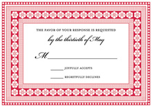 Red Trimmed Damask RSVP Cards