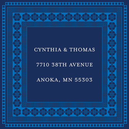 True Blue And Navy Classic Lotus Frame Invitation