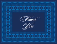 True Blue Navy Classic Lotus Frame Thank You Cards