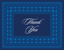 True Blue Navy Classic Lotus Frame Thank You Cards