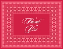 Modern Damask Red Thank You Cards