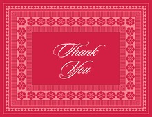 Playful Red Damask Thank You Cards