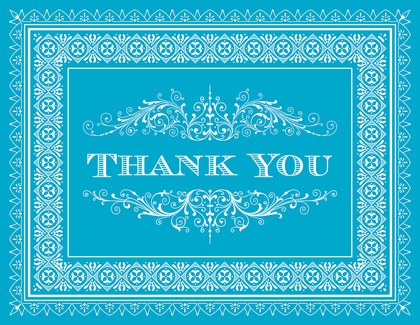 Black Deco Tile Borders Thank You Cards