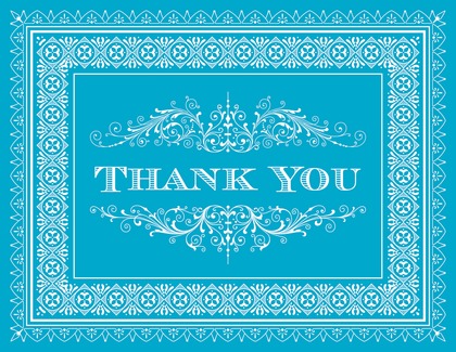 Green Deco Tile Borders Thank You Cards