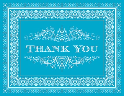 Tango Tangerine Deco Tile Borders Thank You Cards