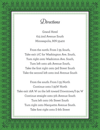 Leaf Green Nouveau Frame Invitations