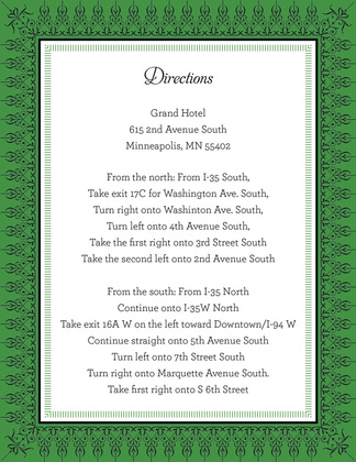 Leaf Green Nouveau Frame Invitations