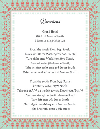 Mint Salmon Nouveau Frame Invitation