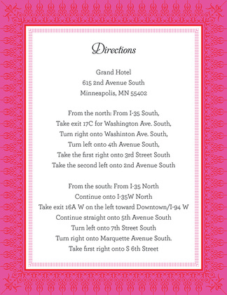 Hot Pink And Red Nouveau Frame Invitation