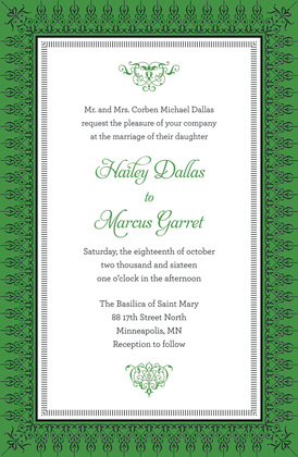 Leaf Green Nouveau Frame Invitation