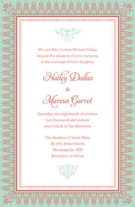 Tango Tangerine Nouveau Frame Invitations