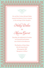 Mint Salmon Nouveau Frame Invitations