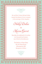 Mint Salmon Nouveau Frame Invitations