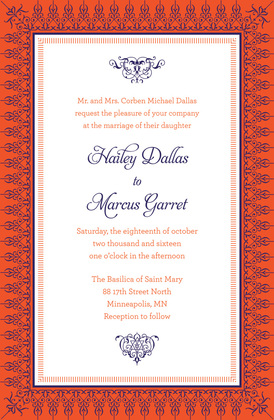 Leaf Green Nouveau Frame Invitations