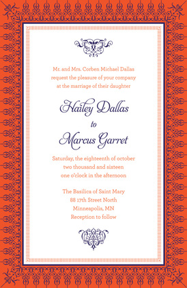 Tango Tangerine Nouveau Frame Invitation