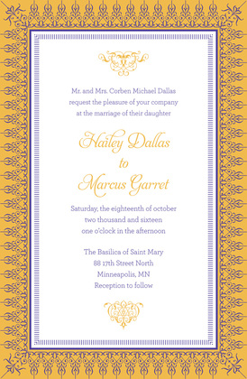 Mint Salmon Nouveau Frame Invitations