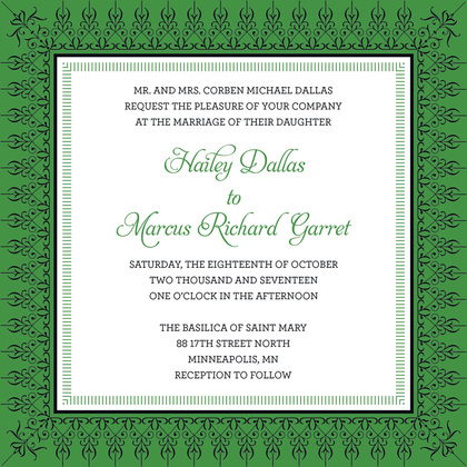 Leaf Green Nouveau Frame Invitations