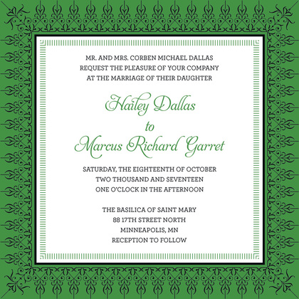 Mint Salmon Nouveau Frame Invitation