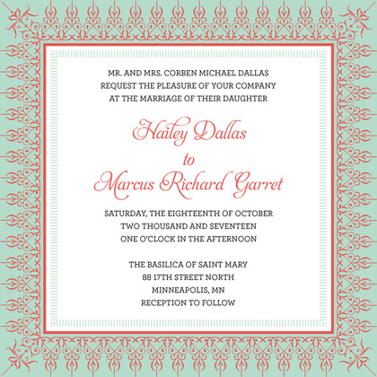 Hot Pink And Red Nouveau Frame Invitation