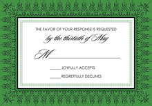 Leaf Green Nouveau Frame RSVP Cards