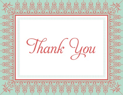 Hot Pink Red Nouveau Frame Thank You Cards