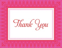 Hot Pink Red Nouveau Frame Thank You Cards