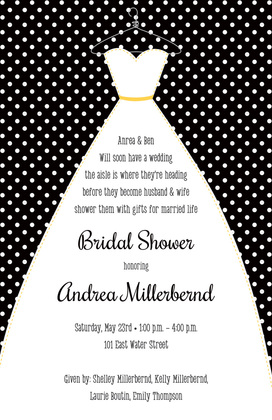 Stitched Bride Polka Dots Black Thank You Cards