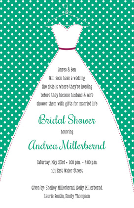 Stitched Bride Polka Dots Sage Bridal Invitations