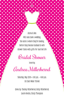 Stitched Bride Polka Dots Emerald Bridal Invitations