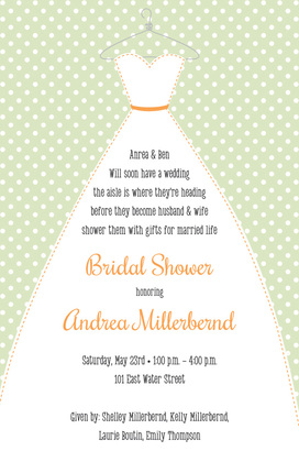 Stitched Bride Polka Dots Pink Bridal Invitations