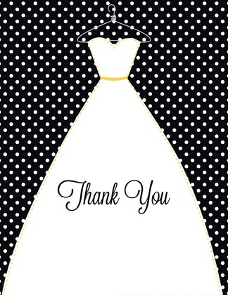 Stitched Bride White Polka Dots Thank You Cards