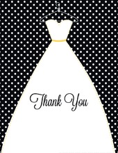 Stitched Bride Polka Dots Black Thank You Cards