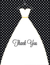 Stitched Bride Polka Dots Black Thank You Cards