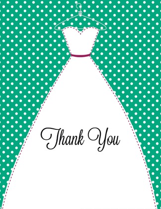 Stitched Bride Polka Dots Hot Pink Thank You Cards