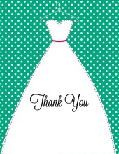 Stitched Bride Polka Dots Emerald Thank You Cards