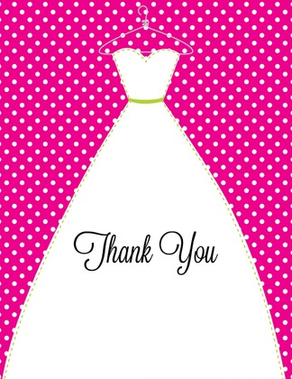 Stitched Bride Polka Dots Pink Thank You Cards