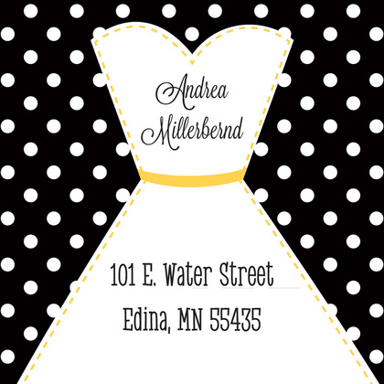 Stitched Bride Polka Dots Black Thank You Cards