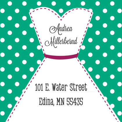 Stitched Bride Polka Dots Emerald Bridal Invitations