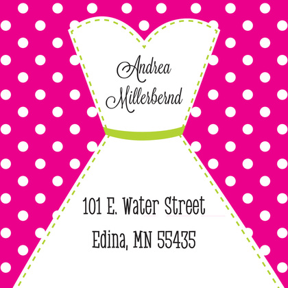 Stitched Bride Polka Dots Hot Pink Bridal Invitations