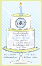 Word First Birthday Blue Invitations