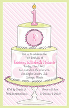 1st Birthday Cake Pink Invitations