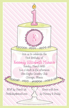 1st Birthday Tiered Cake Pink Invitation