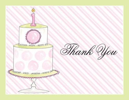 1st Birthday Tiered Cake Blue Thank You Cards