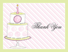1st Birthday Tiered Cake Pink Thank You Cards