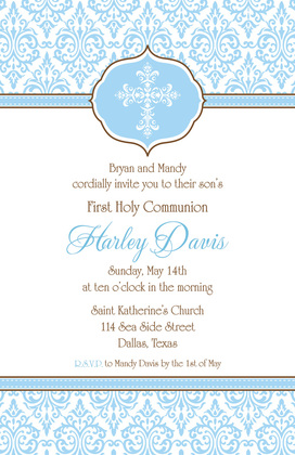 Fancy Taupe Cross Invitation