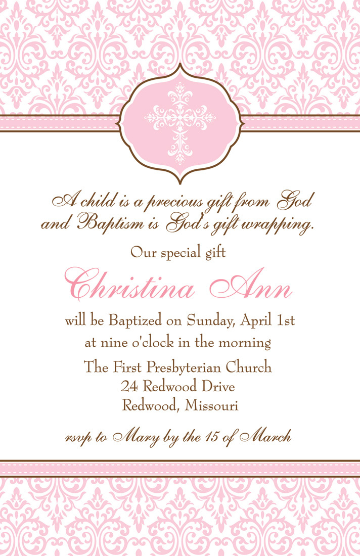 Fancy Pink Cross Invitation