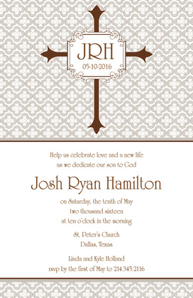 Pink Stripe Cross Invitation